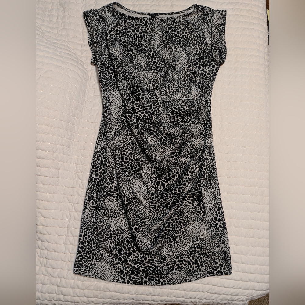 Ann Taylor Black and White Animal Print Sheath Dress